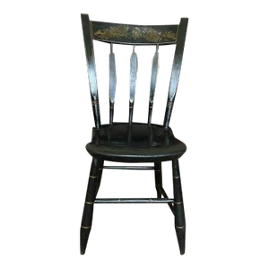 19th Century Early American Black Ebonized Side Chair