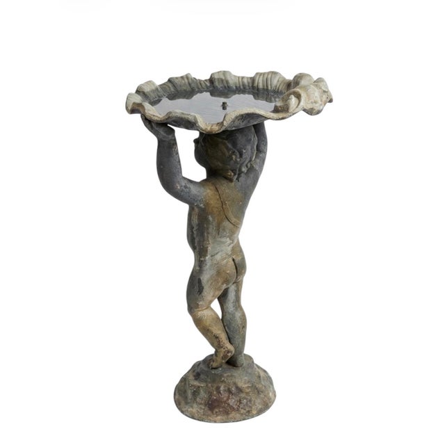 Vintage Neoclassical Lead Putti Garden Birdbath & Fountain For Sale - Image 4 of 8