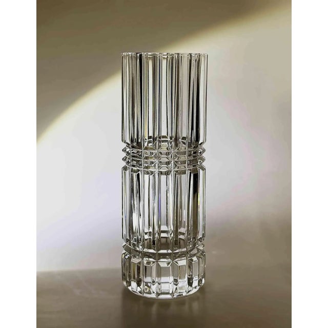 French Vintage French Cut Glass Lead Crystal Vases - A Pair For Sale - Image 3 of 9