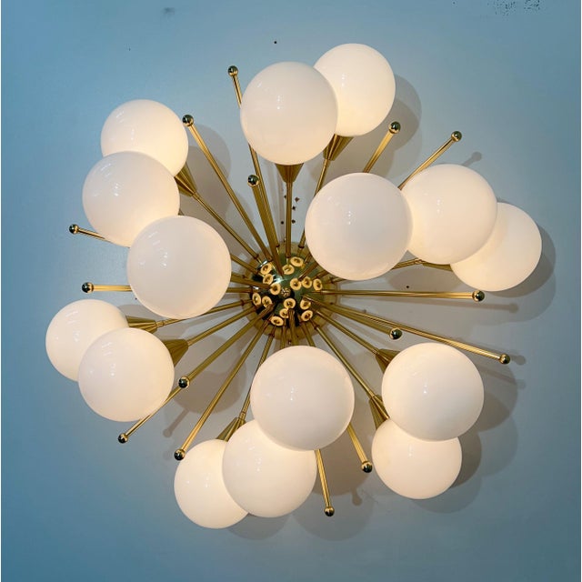 21st Century Mezzo Polished Brass Glossy White Murano Flush Mount by Fabio LTD For Sale - Image 9 of 9