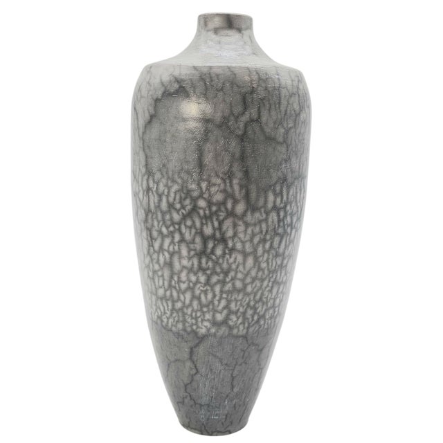 Contemporary Eduardo Lazo Signed Naked Raku Vase—Studio Ceramic Technique Vessel 12” For Sale - Image 3 of 9