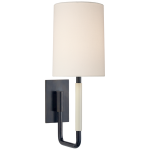 Barbara Barry for Visual Comfort Signature Clout Small Sconce in Bronze with Linen Shade