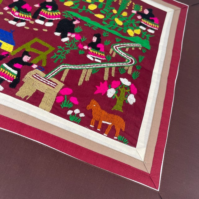 Laos Hmong Story Pillow Cover with Hand Embroidered Garden Scene For Sale - Image 9 of 9