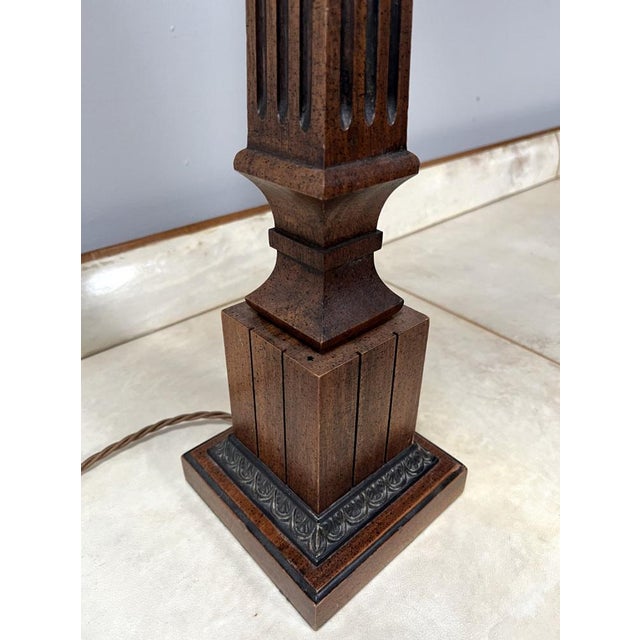 Large Empire Corinthian Column Lamps in Wood & Brass Gilt, 1960s, Set of 2 For Sale - Image 14 of 16