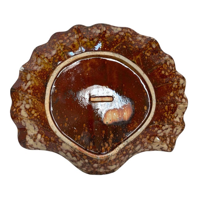 Mid Century Modern Glazed Clam Shell Serving Platter For Sale - Image 4 of 5