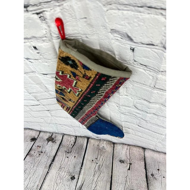 Turkish Turkish Kilim Rug Christmas Stocking For Sale - Image 3 of 4