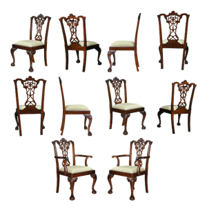 Carved Mahogany Chippendale Chairs - Set of 10