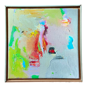 Vintage Boho 1980s Abstract Oil Painting on Canvas
