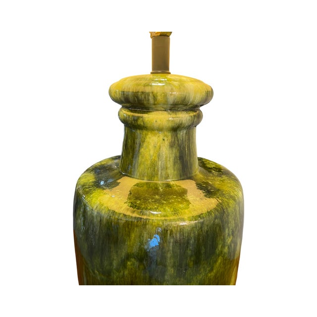 Vintage Mid Century Modern 1960s Drip Glazed Ceramic Table Lamps For Sale - Image 9 of 12