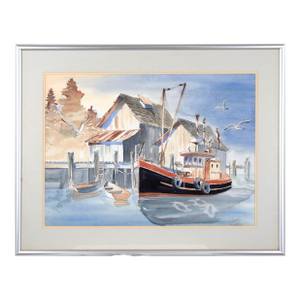 "The Lulu" - Harbor Seascape in Watercolor on Paper by Anne Ormsby