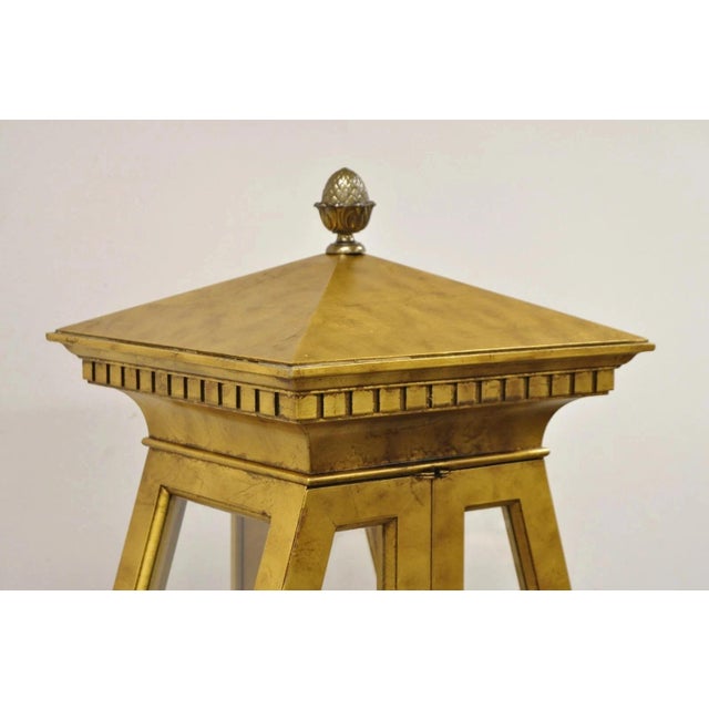 Vintage Hollywood Regency Gold Gilt Diamond Shaped Etagere Curio Display Cabinet For Sale - Image 4 of 11