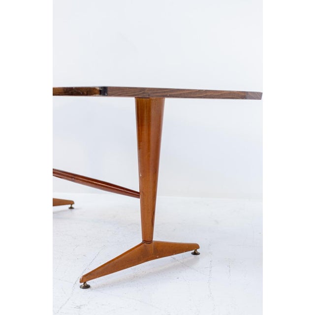 Italian Wooden Grey Glass Dining Table with Brass, 1950 For Sale - Image 11 of 16