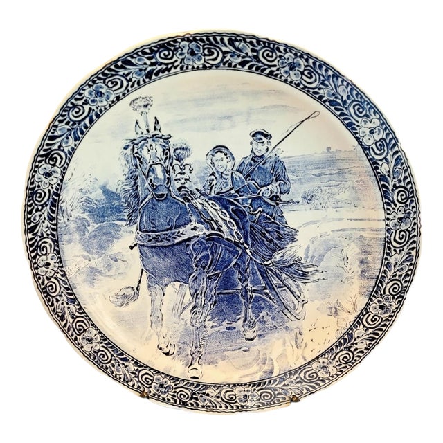 Large Delft Blue Wall Plate by Boch, 1960s For Sale