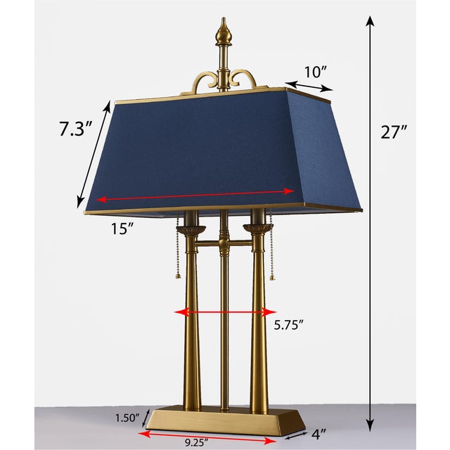 Pasargad Home Executive Table Lamp, Gold/Blue For Sale - Image 4 of 5