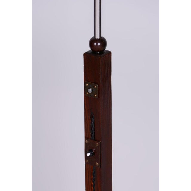 Art Deco Floor Lamp in Beech & Chrome-Plated Steel, Czech, 1930s For Sale - Image 10 of 11