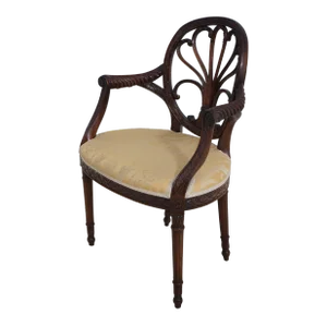 Adam Style Carved Mahogany Open Armchair
