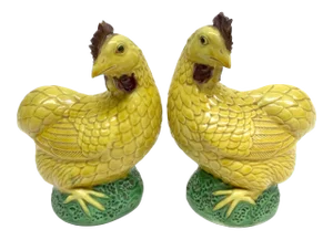 Antique Chinese Porcelain Chicken Figures - a Pair
