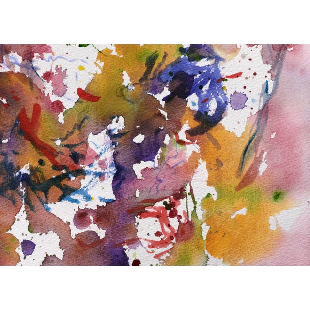 Vintage Abstract Splashes of Yellow, Red, and Purple by Les Anderson For Sale - Image 4 of 6