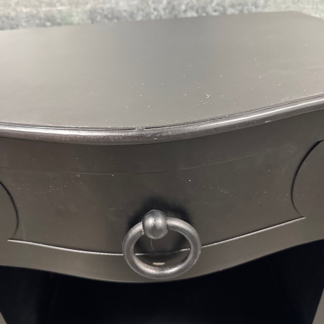 Metal Restoration Hardware 18th C. Black Baroque Curved Metal Nightstands, Pair For Sale - Image 7 of 11