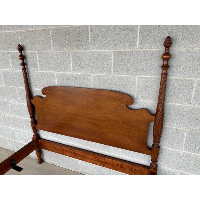 Antique Mahogany Hand Carved Pineapple Poster Double Bed Frame For Sale - Image 4 of 12