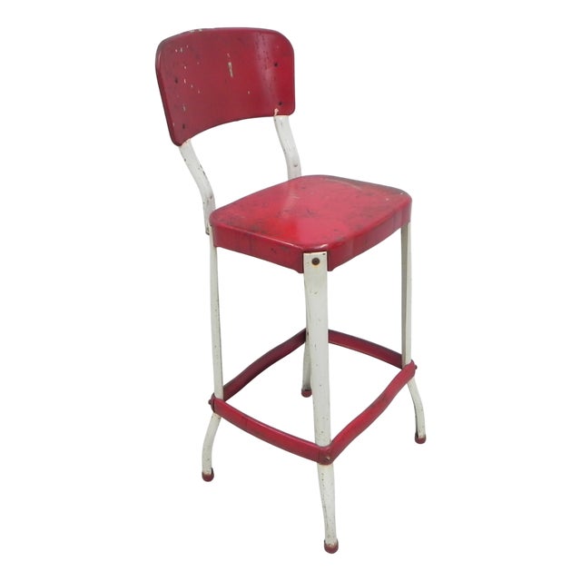 Industrial Cosco Steel Bar Stool, 1950s For Sale