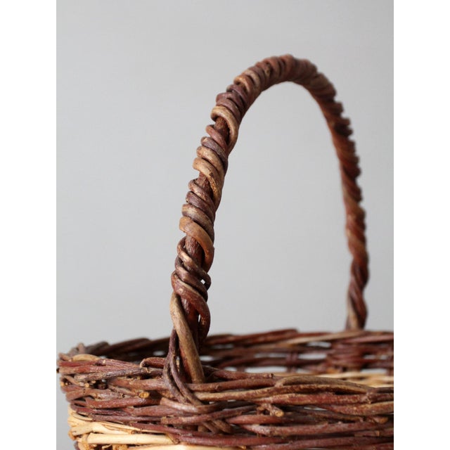 Vintage Wicker Gathering Basket For Sale - Image 6 of 13