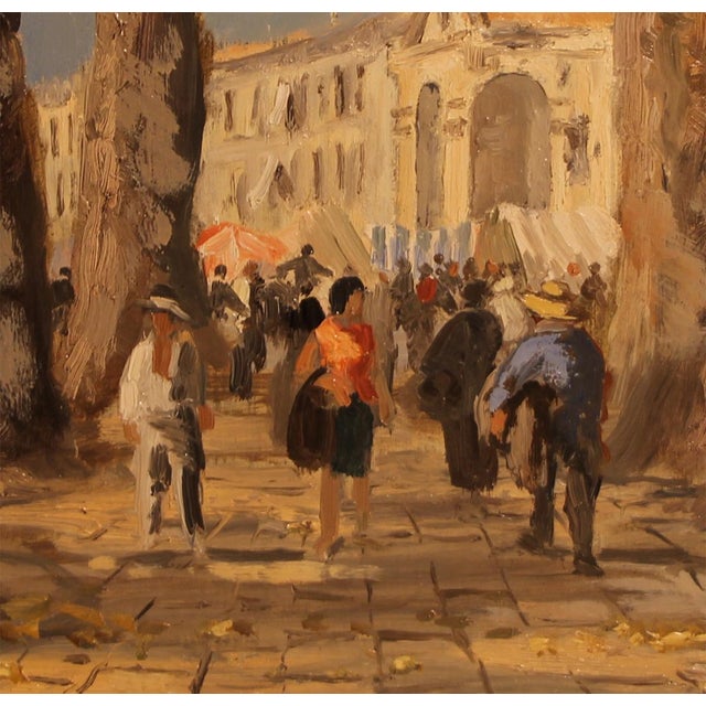 Erich Demmin, Summer Promenade with Figures, 20th Century, Oil on Canvas, Framed For Sale - Image 3 of 9