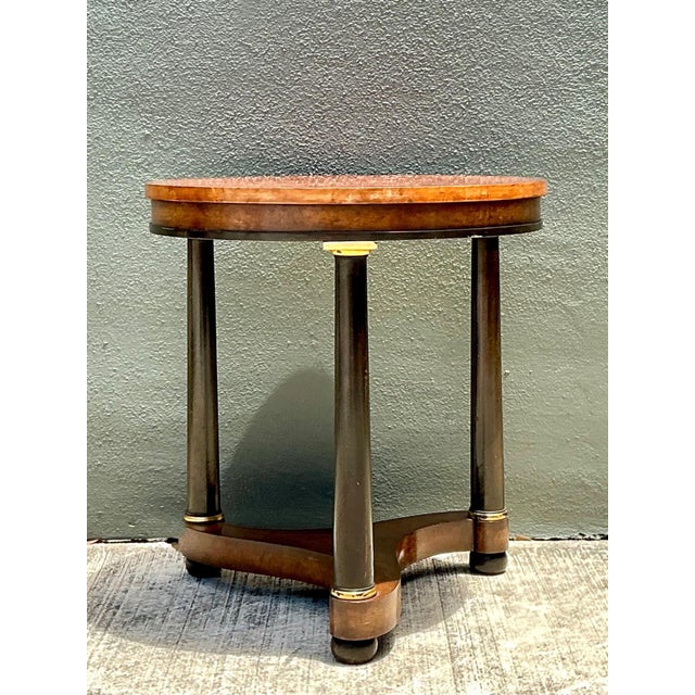 Late 20th Century Vintage Richel Muebles Neoclassical Burl Side Table For Sale - Image 5 of 12