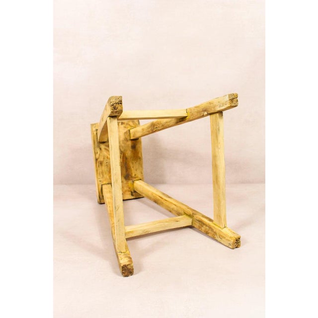 Vintage Rustic Stool in Elm For Sale - Image 4 of 5