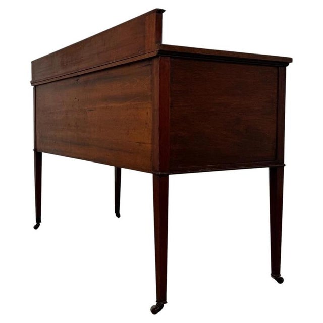 Brown Antique English Edwardian Mahogany Writing Table, 1900s For Sale - Image 8 of 13