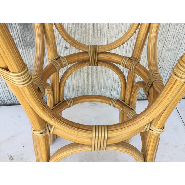 20th Century High Round Cocktail Table in Faux Bamboo With Glass Top For Sale - Image 10 of 11