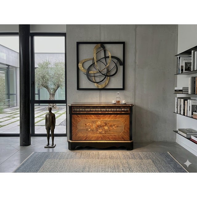 Vintage Chest of Drawers with Blockboard and Brass Inlays, 1950s For Sale - Image 13 of 14