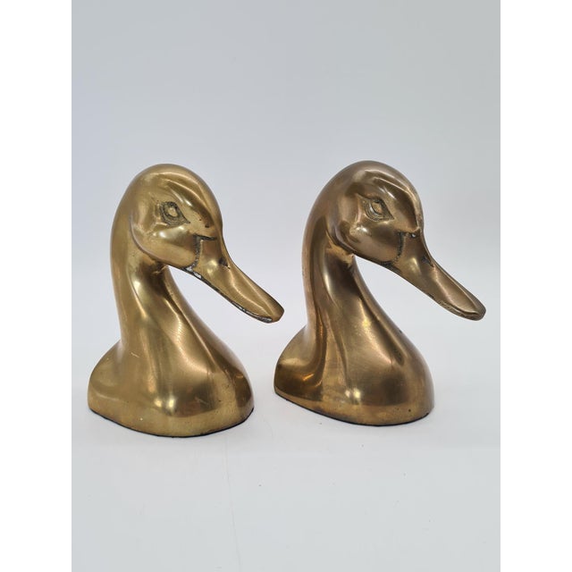 Metal Vintage Duck-Shaped Bookends in Brass, 1970s, Set of 2 For Sale - Image 7 of 8