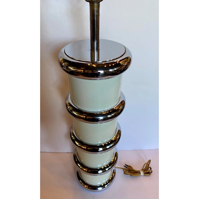 Modern Karl Springer Style Chrome Ring Table Lamp by Mutual Sunset, 1970s For Sale In Philadelphia - Image 6 of 12