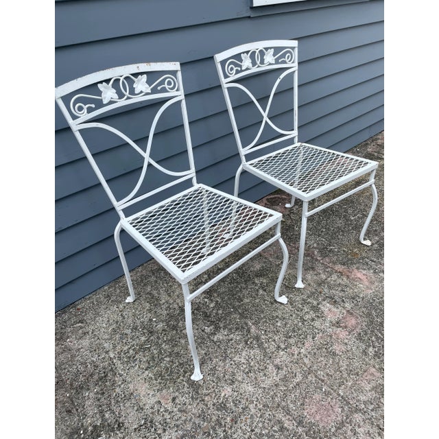 A Pair of Vintage Wrought Iron Salterini Mt Vernon Maple Leaf Dining Chairs Claw foot Cross cross Back Perfect addition to...