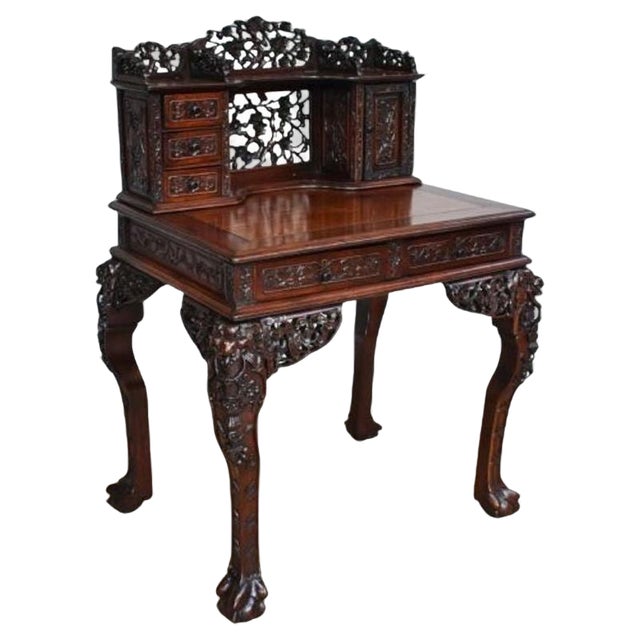 Antique Chinese Padouk Wood Desk, 1880 For Sale
