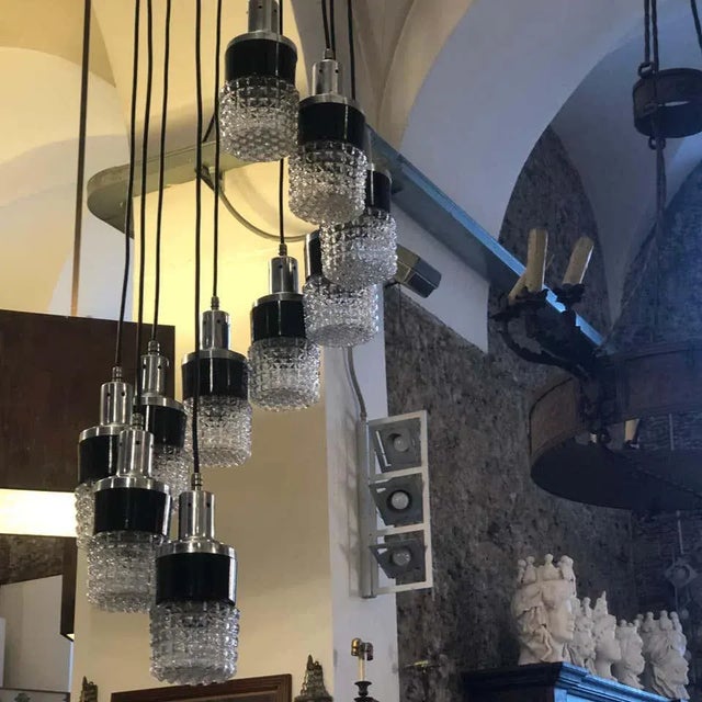 Mid-Century Modern Ten Lights Cascading Chandelier, Circa 1970 For Sale - Image 9 of 13