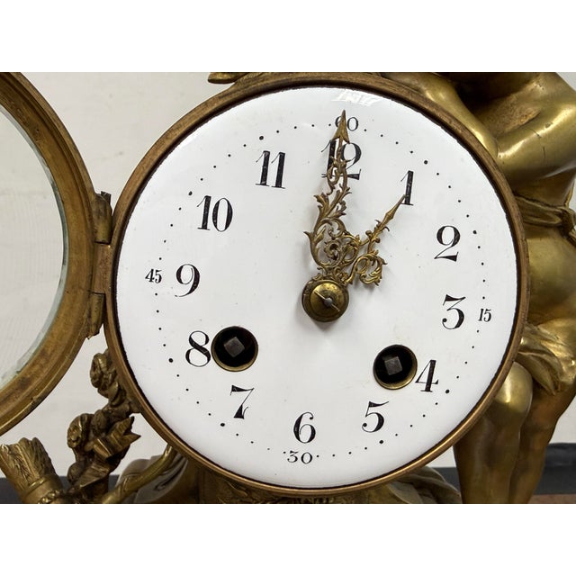 Late 19th Century French Gilt Bronze Figural Mantel Clock For Sale - Image 10 of 12