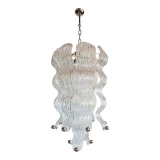 1970s Murano Glass and Chrome Chandelier-Italy For Sale