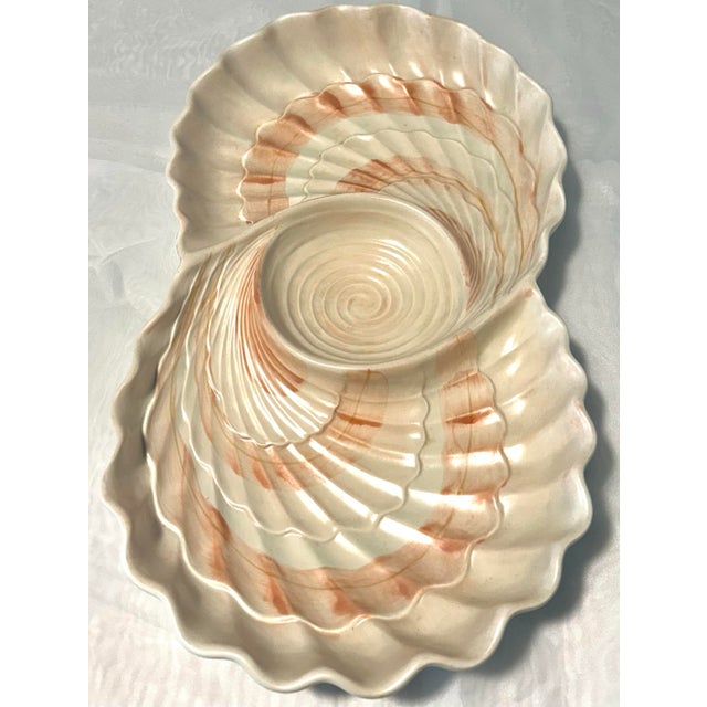 Mid-Century Modern Mid 20th Century Mid Century Modern Fitz and Floyd Chip and Dip Seashell Serving Platter For Sale - Image 3 of 4