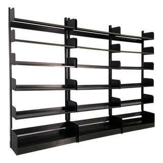 Italian Modern Modular Black Congresso Bookcase attributed to Lips Vago, 1970s, Set of 3 For Sale