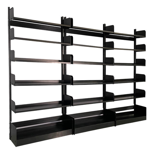 Italian Modern Modular Black Congresso Bookcase attributed to Lips Vago, 1970s, Set of 3 For Sale
