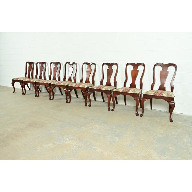 Baker Furniture Style Queen Anne Solid Cherry Wood Dining Chairs, Set of Eight For Sale - Image 12 of 12
