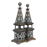 Image of Vintage Regency Patinated Metal Obelisks - a Pair For Sale