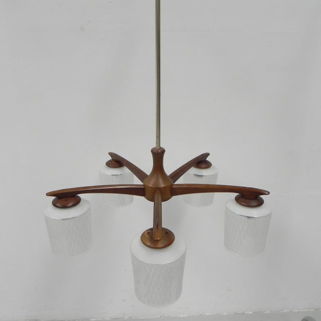 Vintage Hanging Lamp with Glass Shades, 1960s For Sale - Image 6 of 18