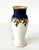 Lovely early 20th century porcelain vase made in Germany in a classic fishtail form. Matte white glaze and dark blue matte...