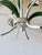 Green Italian White Tole Daisy 3-Light Chandelier, 1970s For Sale - Image 8 of 18