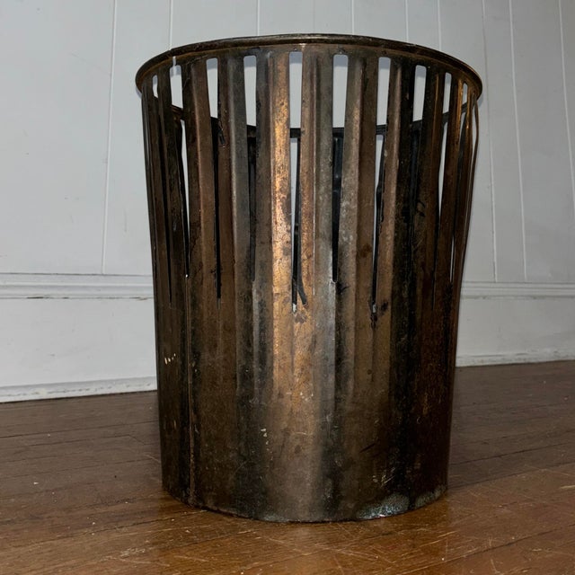 Antique 1900s Victorian Japanned Finished Copper Factory Office Trash