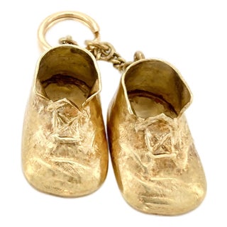 Vintage 14k Baby Shoes Charm For Sale