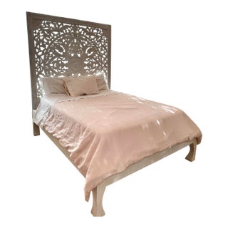 Hand-Carved Anthropologie Lombok Bed For Sale